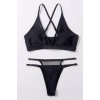 Kadın Siyah File Detaylı Özel Bikini Takımı