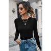 Kadın Siyah Uzun Kollu Fit Basic Crop Top Bluz