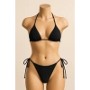 Kadın Siyah Yandan ve Boyundan Bağlamalı Bikini Mayo Takımı