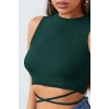 Kadın Yeşil Çapraz Bağlamalı Crop Top Büstiyer