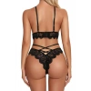 Siyah Çapraz Ip Detaylı Şık Sütyen Külot Takım
