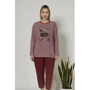 BASKILI PENYE BORDO PİJAMA TAKIMI BEST MODEL