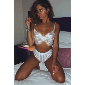 Beyaz Dantel Sütyen Külot Takım