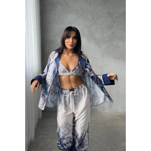 GİZOTTİ D ACQUA SATEN ÜÇLÜ PİJAMA TAKIMI