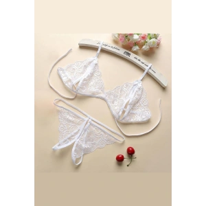 Kadın Beyaz Dantelli Sütyen Külot Takımı