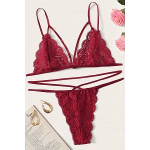 Kadın Bordo Dantel Sütyen Külot Takımı