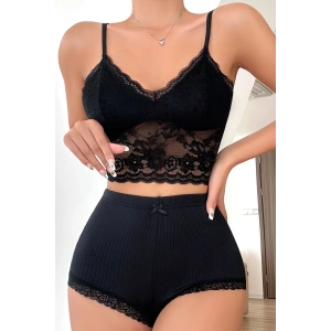 Kadın Kaşkorse Şortlu Dantelli Gecelik Takımı