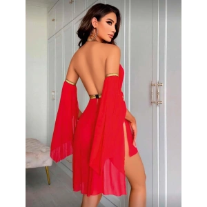 Kadın Kırmızı Dansöz Elbisesi Fantezi Kostüm 2266