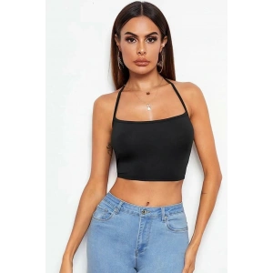 Kadın Siyah Belden Bağlamalı Şık Büstiyer