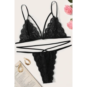Kadın Siyah Dantel Sütyen Külot Takımı