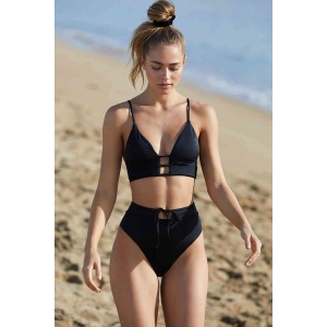 Kadın Siyah Yüksek Bel Özel Bikini Takımı