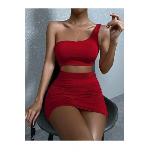 Kadın Tek Omuz Kesim Detaylı Büzgülü Fantezi Elbise 5078