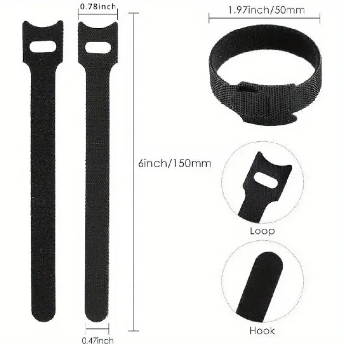 10lu Cırt Cırtlı Kablo Düzenleyici Seti - 15cm