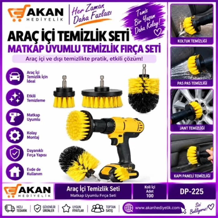 3Lü Matkap Uçlu Araba Temizleme Seti