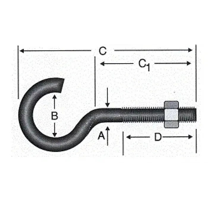 Açık Metrik Kanca M4 - 100 Adet