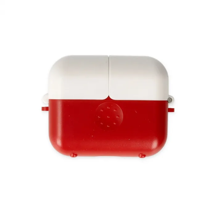 Airpods 3 (3.nesil) Basmalı Kılıf - Kırmızı-beyaz
