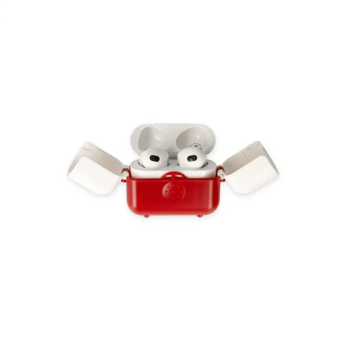 Airpods 3 (3.nesil) Basmalı Kılıf - Kırmızı-beyaz