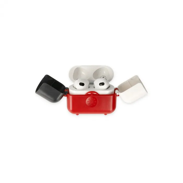 Airpods 3 (3.nesil) Basmalı Kılıf - Kırmızı-siyah-beyaz