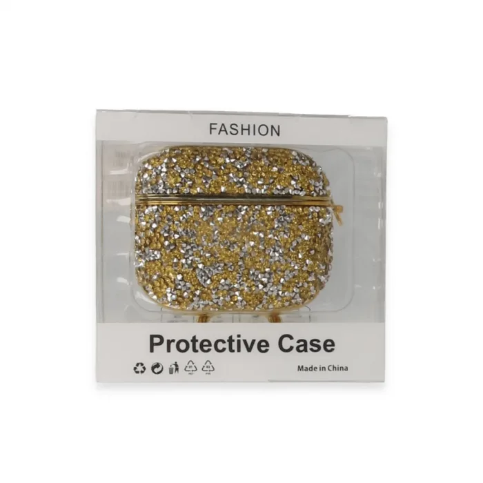 Airpods Pro 2 (2.nesil) Mira Taşlı Kılıf - Gold