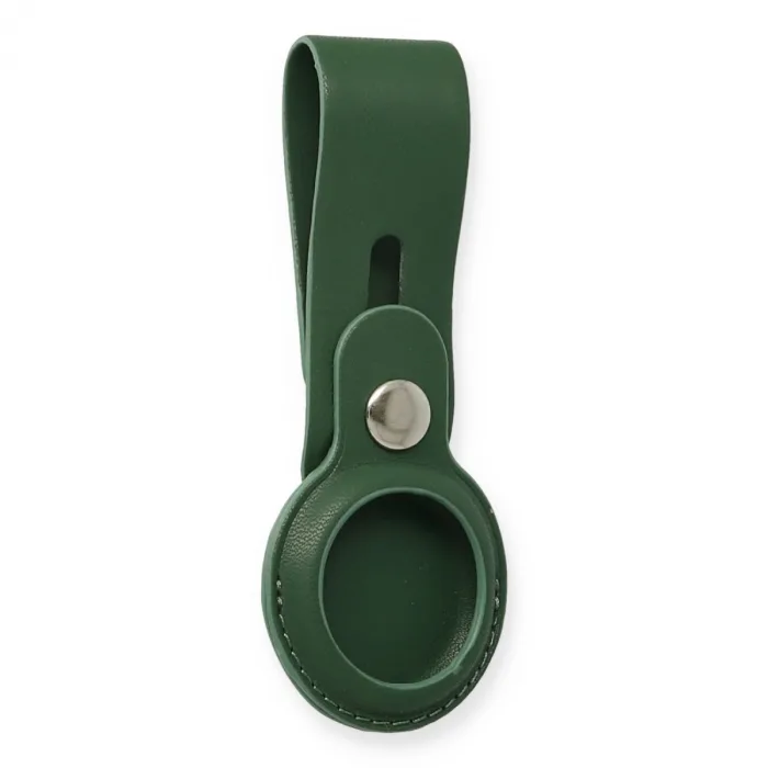 Airtag Askılı Deri Kılıf - Koyu Yeşil