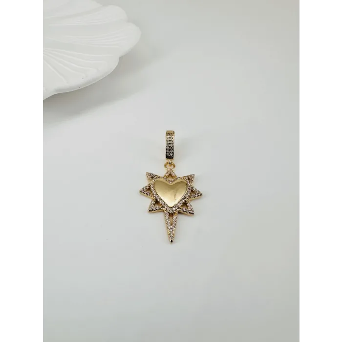 Zirkon Taşlı Pirinç Charmlar - Charm0019