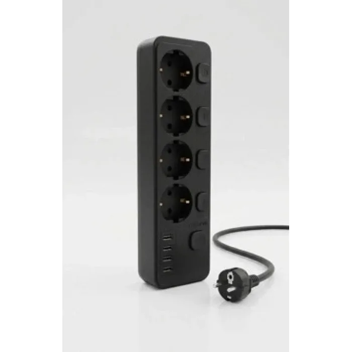 Akım Korumalı 4’lü Priz 2xUSB 2xType-C Çıkış Yüksek Gerilim Koruma Priz Çoğaltıcı