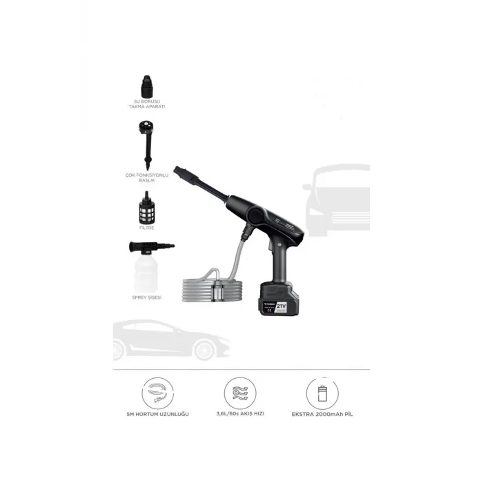 Akülü Şarjlı Yüksek Basınçlı Oto Araba Bahçe Yıkama,temizleme Su Sı