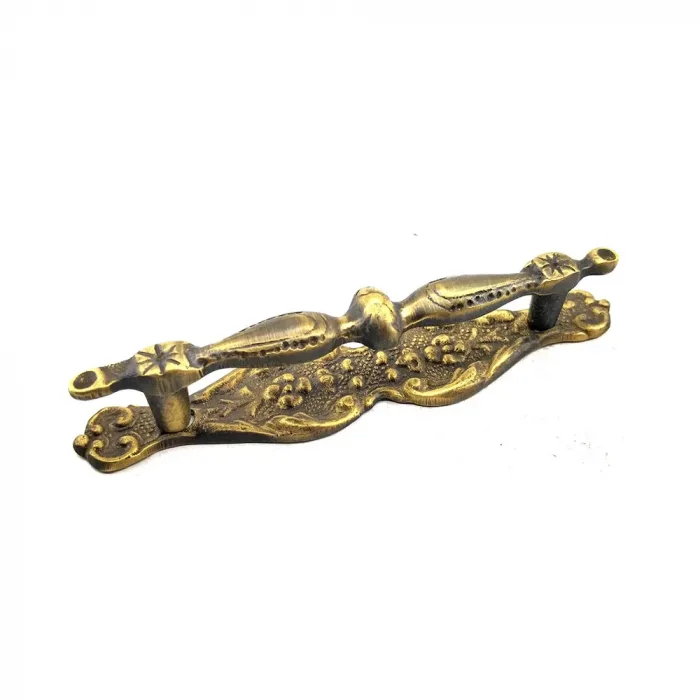 Antika Tarz Dekoratif Pirinç Aynalı Mobilya Çekmece Kulbu - 23x115mm, Antik