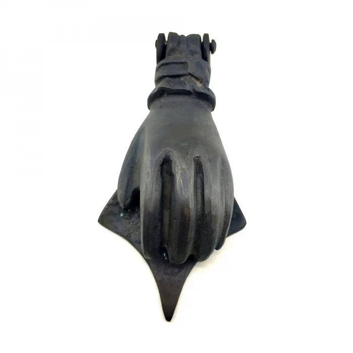 Antika Tarz Dekoratif Pirinç El Kapı Tokmağı, Taktak - 167x75 Mm, Oksit