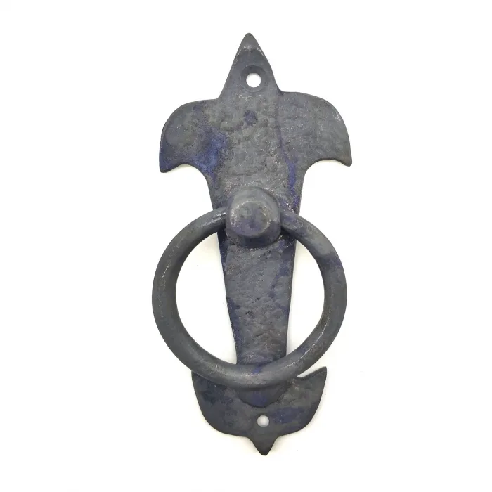 Antika Tarz Dekoratif Pirinç Lale Kapı Halkası - 165x70mm, Oksit