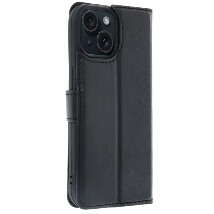 Apple İphone 15 Trend S Plus Kapaklı Kılıf - Siyah