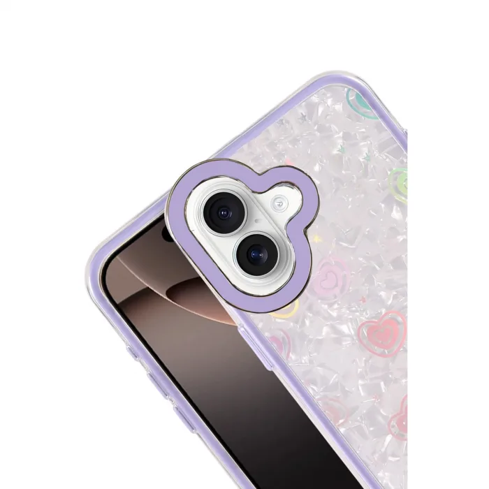 Apple İphone 16 Lumi Desenli Kapak - Mor