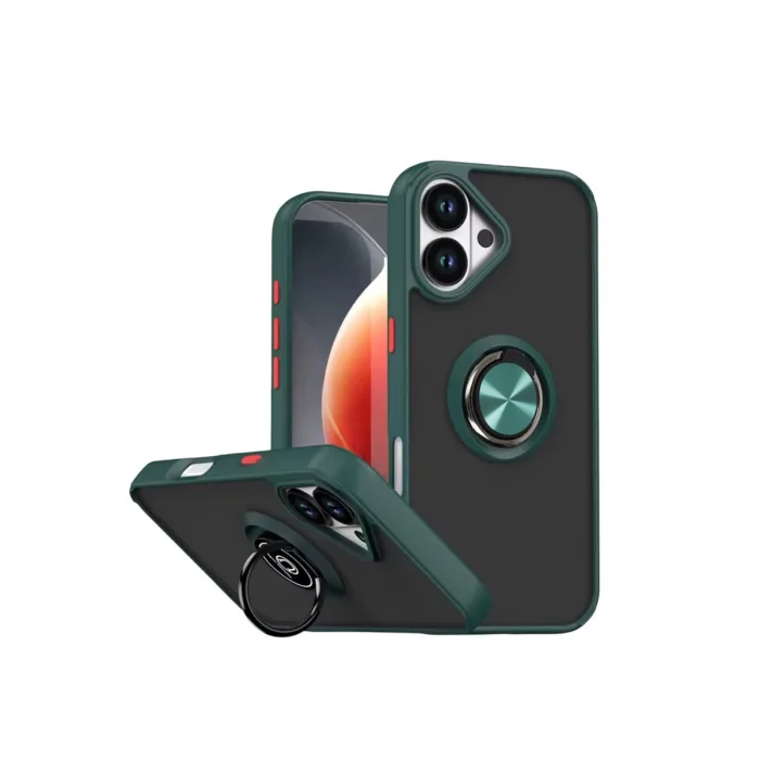 Apple İphone 17 Montreal Yüzüklü Silikon Kapak - Yeşil