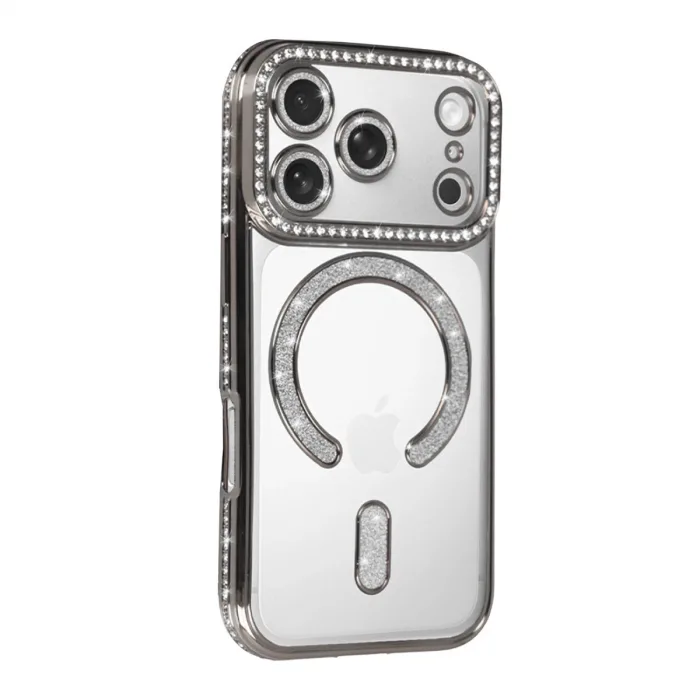 Apple İphone 17 Pro Joke Simli Magneticsafe Kılıf - Gümüş