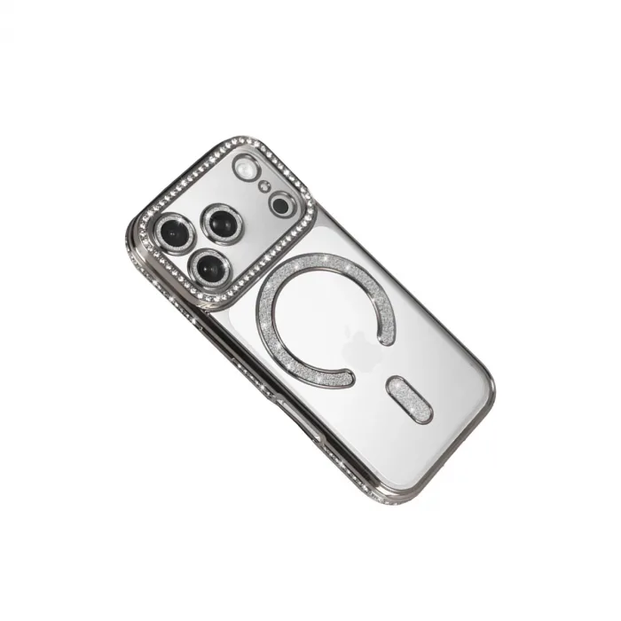 Apple İphone 17 Pro Joke Simli Magneticsafe Kılıf - Gümüş