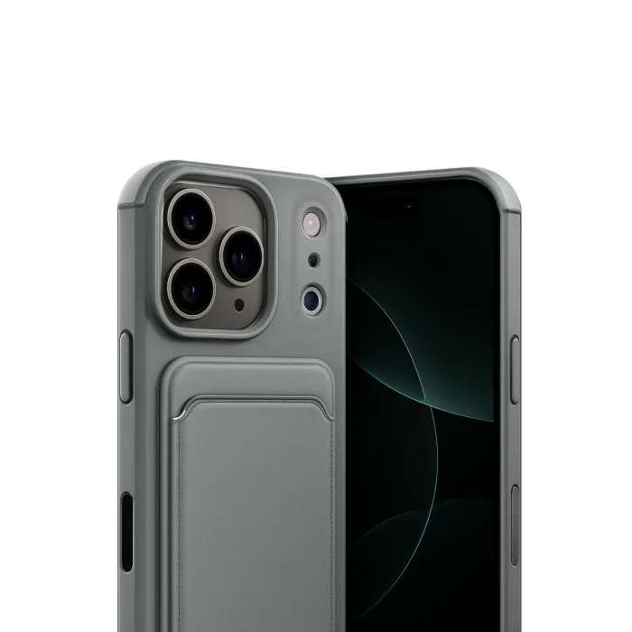 Apple İphone 17 Pro Max Kelvin Kartvizitli Silikon - Gri