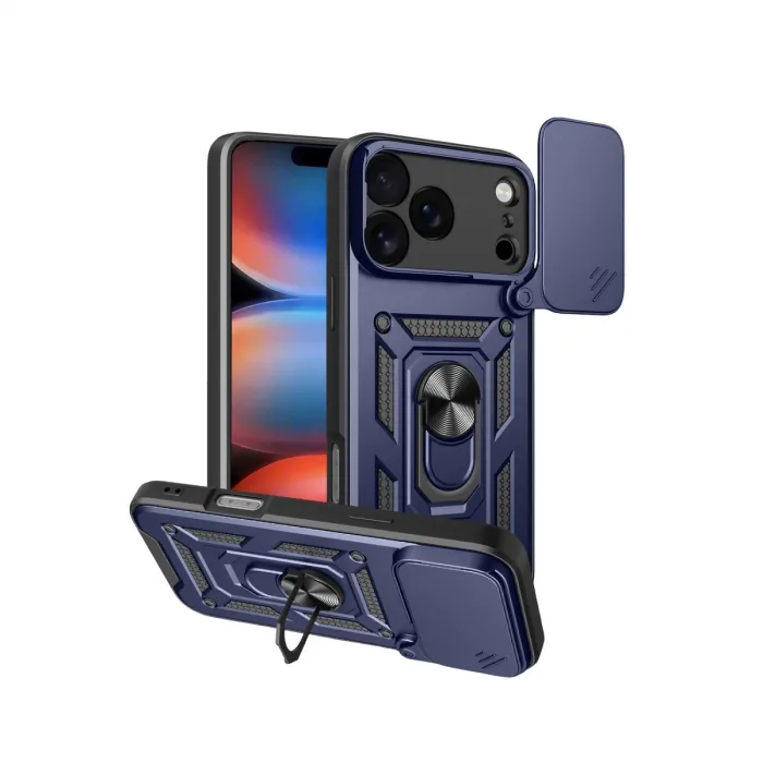 Apple İphone 17 Pro Max Pars Lens Yüzüklü Silikon - Lacivert