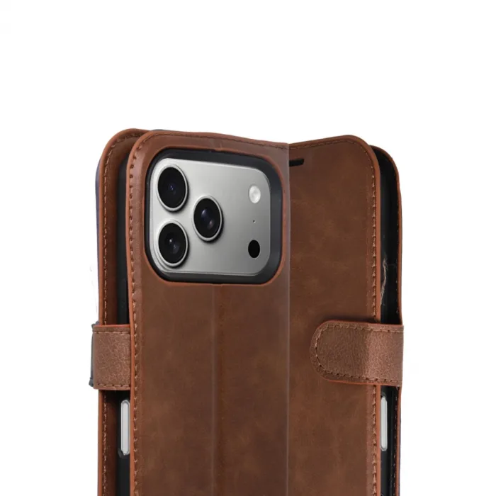 Apple İphone 17 Pro Max Trend S Plus Kapaklı Kılıf - Taba