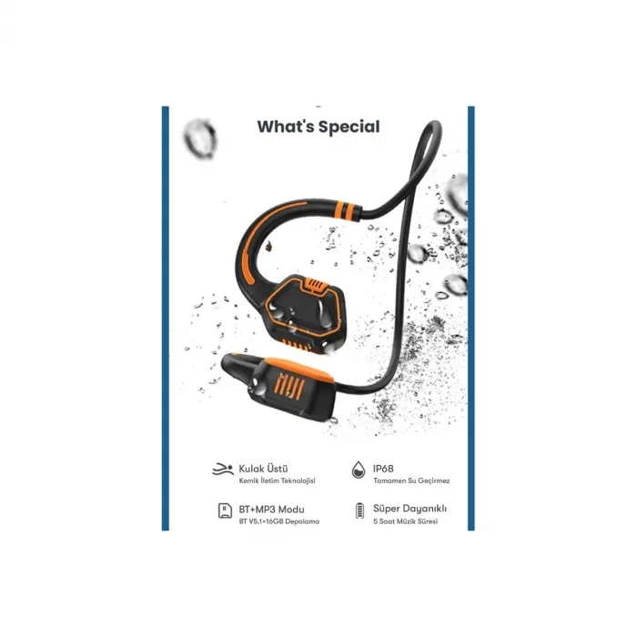 As9 Suya Dayanıklı Bluetooth Kulaklık - Siyah