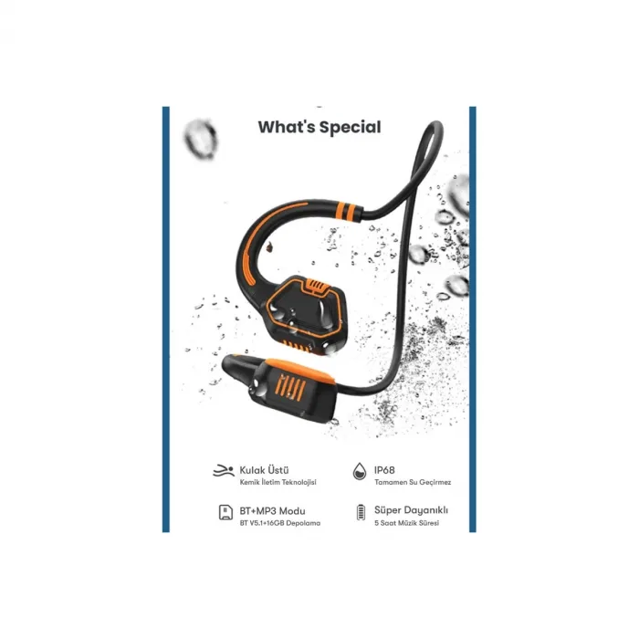 As9 Suya Dayanıklı Bluetooth Kulaklık - Siyah