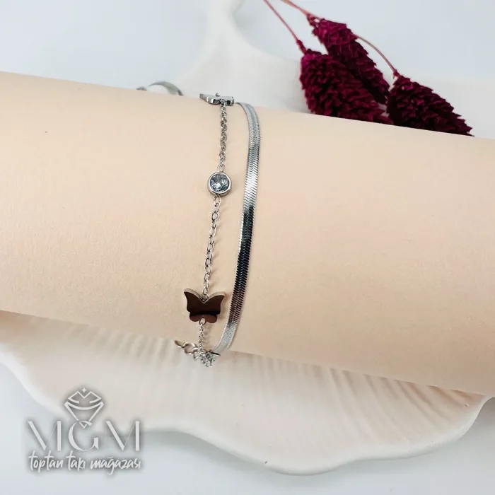 Rodyum Çelik Bileklikler 16+5 Cm Uzatma Payı - Kbl0149