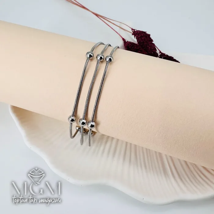 Rodyum Çelik Bileklikler 17+5 Cm Uzatma Payı - Kbl0137