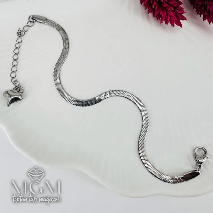 Rodyum Çelik Bileklikler 16+5 Cm Uzatma Payı - Kbl0121