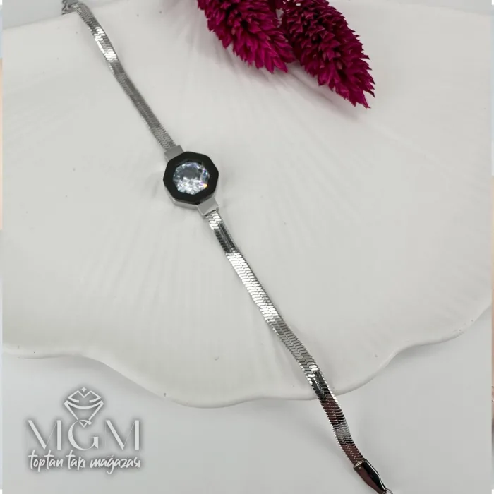 Rodyum Çelik Bileklikler 17+5 Cm Uzatma Payı - Kbl0135
