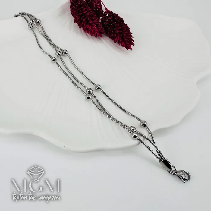Rodyum Çelik Bileklikler 17+5 Cm Uzatma Payı - Kbl0137