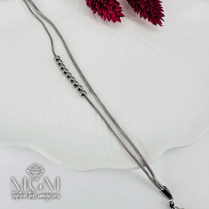 Rodyum Çelik Bileklikler 17+5 Cm Uzatma Payı - Kbl0119