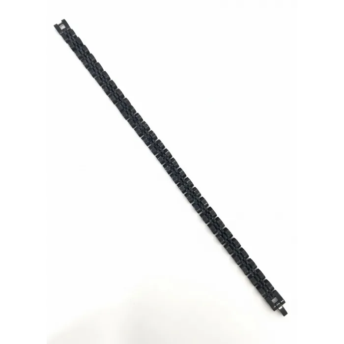 Siyah Çelik  Erkek Çelik Bileklik Boy 21.5 Cm / En 0.8 Mm  - Ebl0069