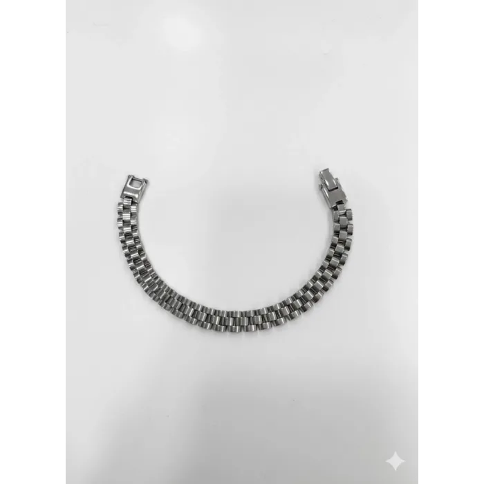 Rodyum Çelik  Erkek Çelik Bileklik Boy 21.5 Cm / En 0.9 Mm  - Ebl0038