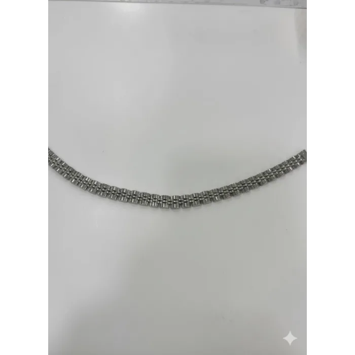 Rodyum Çelik  Erkek Çelik Bileklik Boy 21.5 Cm / En 0.8 Mm  - Ebl0037