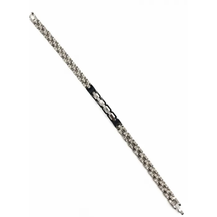 Rodyum-siyah Çelik  Erkek Çelik Bileklik Boy 21.5 Cm / En 0.6 Mm - Ebl0075